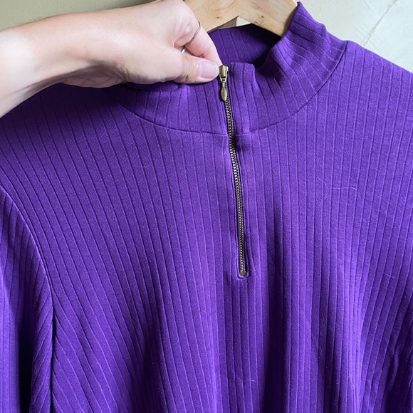 Vibrant purple retro quarter zip - Picture 2 of 3